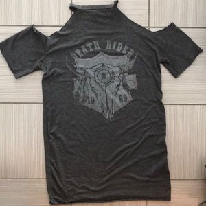 Cold shoulder graphic T-shirt dress